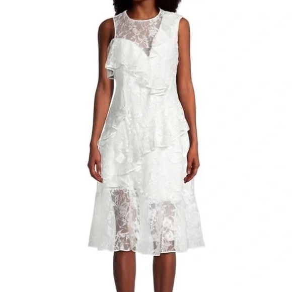 Sachin + Babi White Lace Tiered Ruffle Dress - Picture 1 of 4